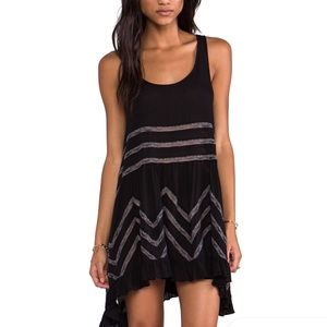 Free People Voile Trapeze Dress Black & Gray sz Sm